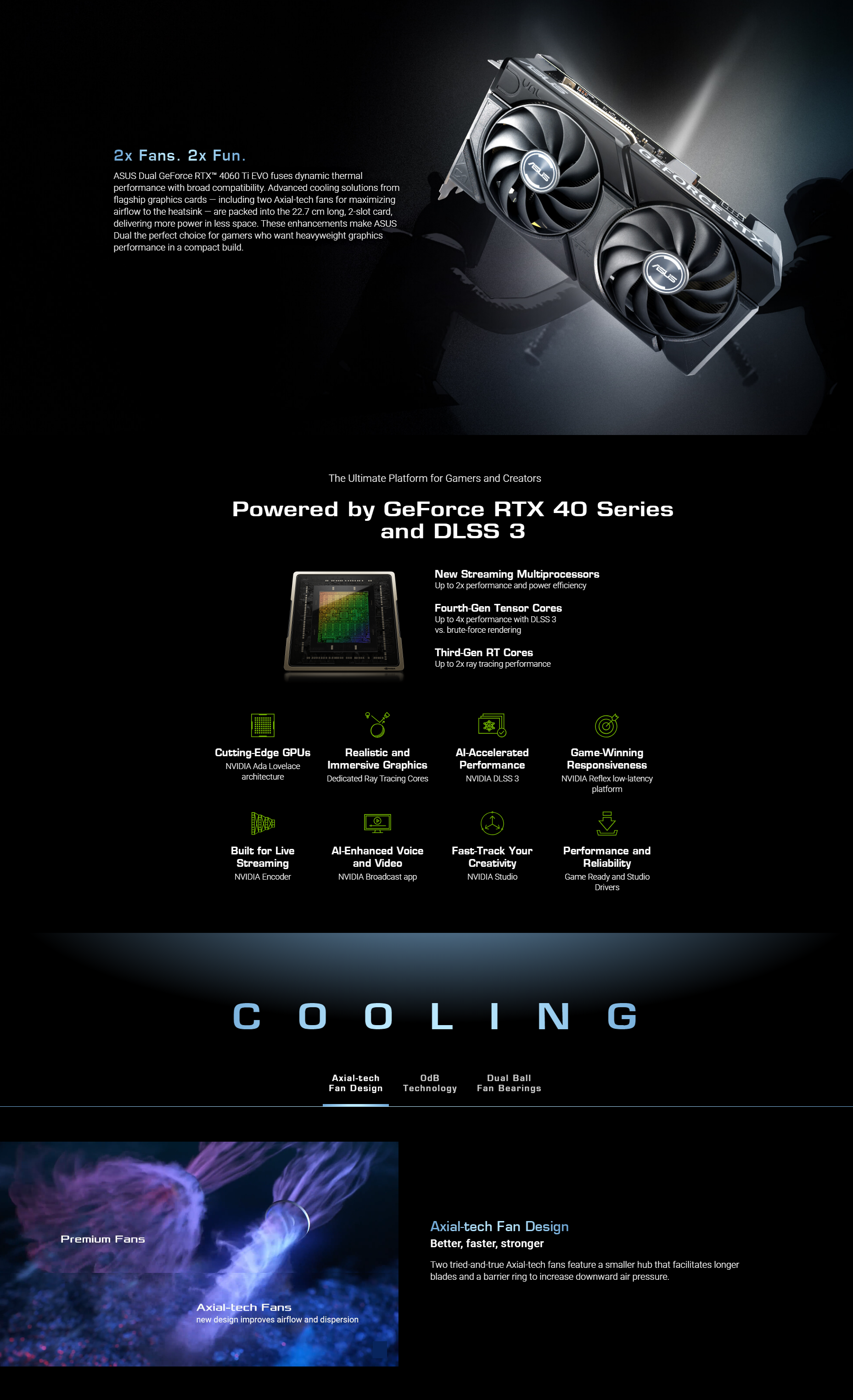 A large marketing image providing additional information about the product ASUS GeForce RTX 4060 Ti Dual EVO OC 8GB GDDR6 - Additional alt info not provided